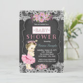 Invitation Princess Tutu Chalkboard Baby Girl Douche (Debout devant)