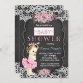 Invitation Princess Tutu Chalkboard Baby Girl Douche (Devant / Derrière)