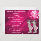 Invitation Princess Twins Pink Disco Ball 1er anniversaire (Dos)