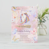 Invitation Princess Unicorn Butterfly Rainbow Anniversaire (Debout devant)