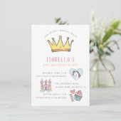 Invitation Princess Unicorn & Castle Fairytale Anniversaire (Debout devant)
