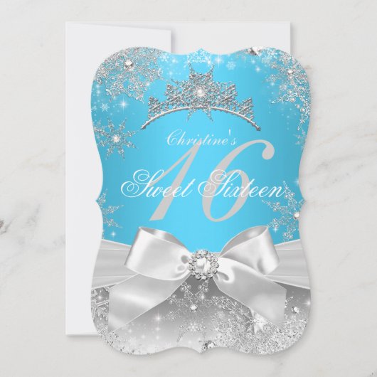 Invitation Princess Winter Wonderland Blue Sweet 16 (Devant)
