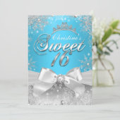 Invitation Princess Winter Wonderland Blue Sweet 16 Invitatio (Debout devant)