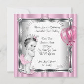 Invitation Princesse 1ère fête d'anniversaire (Dos)