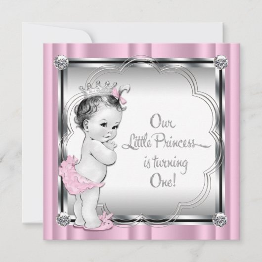 Invitation Princesse 1ère fête d'anniversaire (Devant)