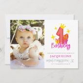 Invitation Princesse 1ère fête d'anniversaire (Devant)