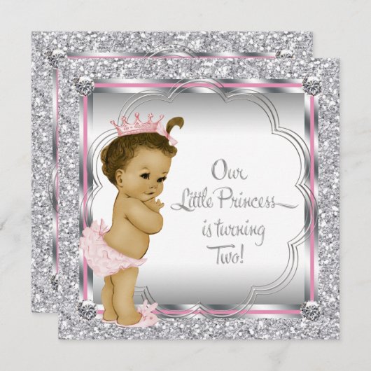 Invitation Princesse 2e fête d'anniversaire (Devant / Derrière)