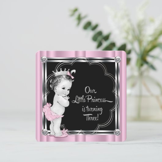 Invitation Princesse 3e fête d'anniversaire (Debout devant)