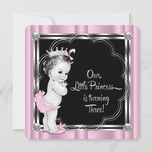 Invitation Princesse 3e fête d'anniversaire (Devant)