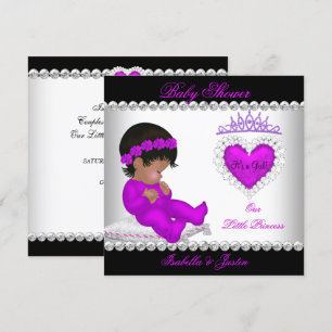 Invitation Princesse Afro-Américaine Baby Shower Fille Violet