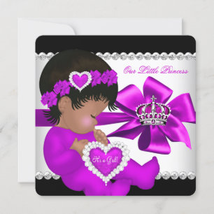 Invitation Princesse Afro-Américaine Baby Shower Fille Violet
