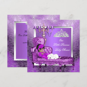 Invitation Princesse Afro-Américaine Baby Shower Fille Violet