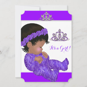 Invitation Princesse Afro-Américaine Fête de Naissance Fille