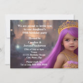 Invitation Princesse Anniversaire Carrie violet doré (Dos)