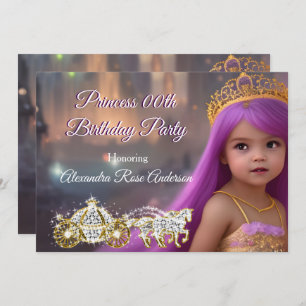 Invitation Princesse Anniversaire Carrie violet doré