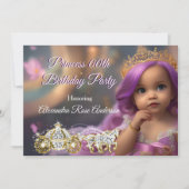 Invitation Princesse Anniversaire Carriple golden violet 2 (Devant)