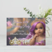 Invitation Princesse Anniversaire Carriple golden violet 2 (Debout devant)