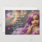 Invitation Princesse Anniversaire Carriple golden violet 2 (Dos)