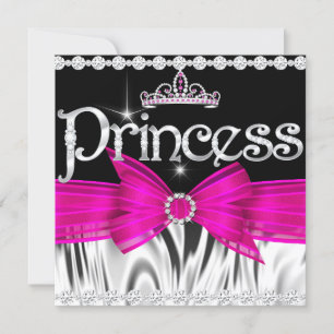 Invitation Princesse Anniversaire Chaud rose Bow Black Silver