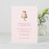 Invitation Princesse Anniversaire Gâteau Fille rose (Debout devant)