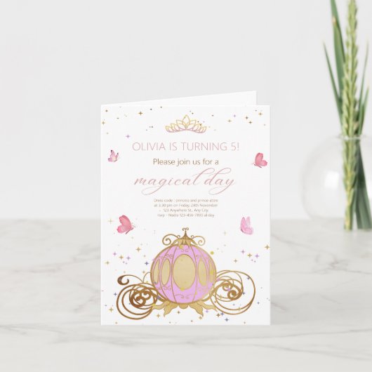 Invitation Princesse Anniversaire Jour magique Princesse Carr (Devant)