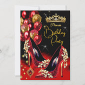 Invitation Princesse Anniversaire Parties scintillant rouge h (Devant)