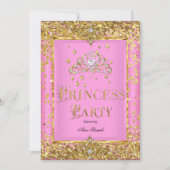 Invitation Princesse Anniversaire Pink Gold Tiara (Devant)
