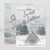 Invitation Princesse Aquarelle hiver merveilleux doux 16 (Devant / Derrière)