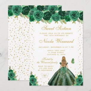 Invitation Princesse aux Cheveux Blonds Fleur Verte Sweet Sei