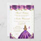 Invitation Princesse aux Cheveux Blonds Fleur Violette Sweet (Devant)