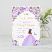 Invitation Princesse aux Cheveux Brun Clair Violet Douce Seiz (Debout devant)