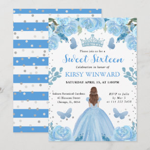 Invitation Princesse aux Cheveux Rouges Robe Bleu Clair Sweet