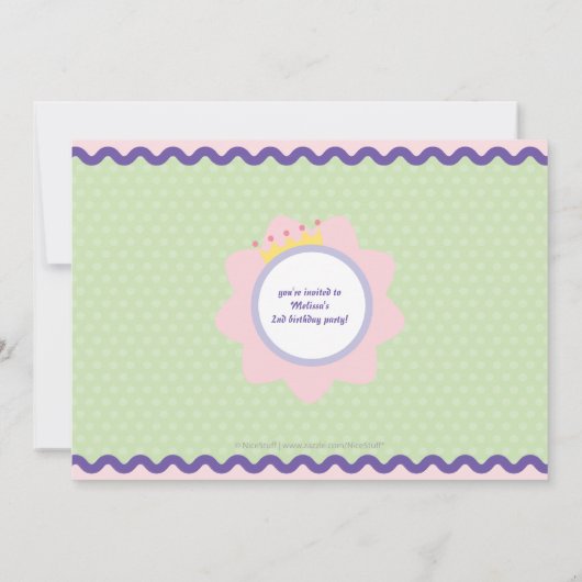 Invitation Princesse avec l'invitation fait sur commande de (Dos)