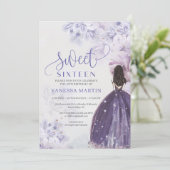 Invitation princesse avec robe violette printemps bohème (Debout devant)