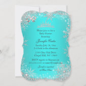 Invitation Princesse Baby shower Aqua Blue Winter Wonderland (Dos)