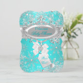 Invitation Princesse Baby shower Aqua Blue Winter Wonderland (Debout devant)