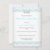 Invitation Princesse Baby shower Aqua White Tiara Ethnic (Dos)
