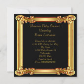Invitation Princesse Baby shower Black Rose Gold Chaise (Dos)