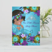 Invitation Princesse Baby shower Bleu Turquoise Purple fille (Debout devant)