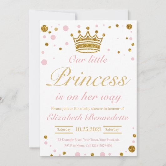 Invitation Princesse Baby shower C'Est Une Fille (Devant)