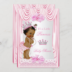 Invitation Princesse Baby shower ethnique fille soie rose