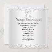 Invitation Princesse Baby shower fille argent blanc Tiara (Dos)