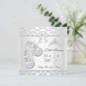 Invitation Princesse Baby shower fille argent Chaussures blan (Debout devant)