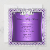 Invitation Princesse Baby shower fille dentelle violette Diam (Dos)