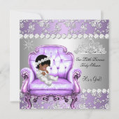 Invitation Princesse Baby shower Fille Lavande Chaise Argent (Devant)