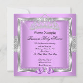 Invitation Princesse Baby shower fille lavande diamant d'arge (Dos)