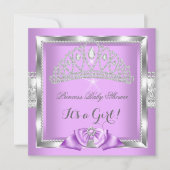 Invitation Princesse Baby shower fille lavande diamant d'arge (Devant)