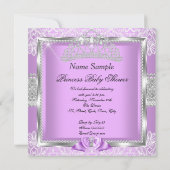 Invitation Princesse Baby shower fille Lavande en argent dent (Dos)