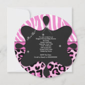 Invitation Princesse Baby shower fille léopard rose Zebra 2 (Dos)
