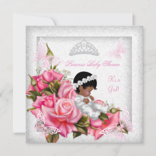Invitation Princesse Baby shower Fille Papillon rose Rose Ros